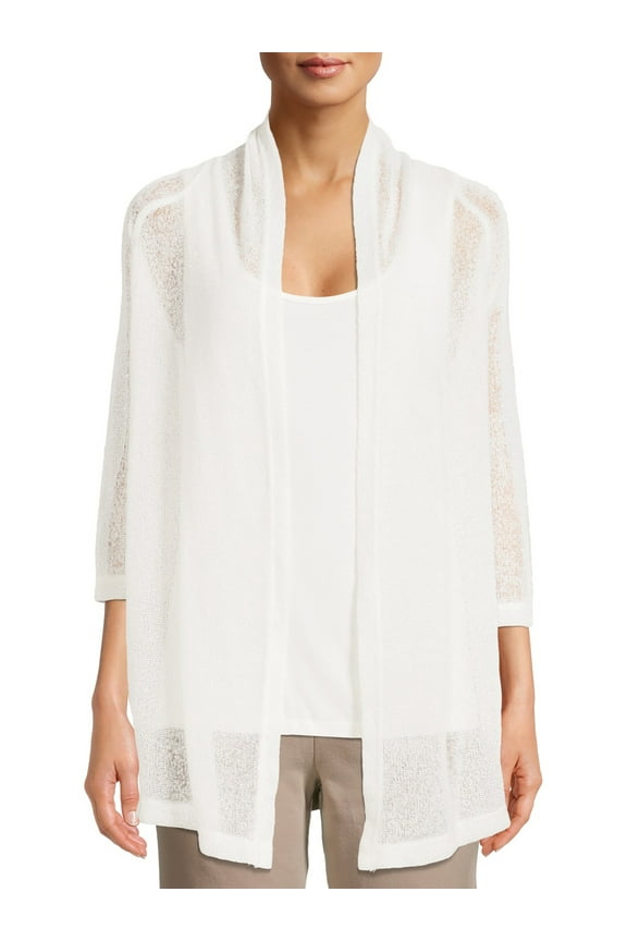 's 2pc Set Elbow Sleeve Open Cardigan with Tank, Womens