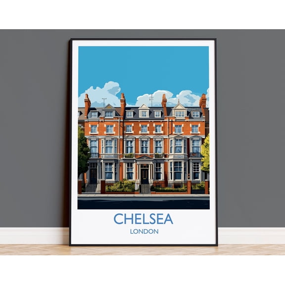 Chelsea Travel Poster Wall Art, Travel Print of Chelsea, London Poster, Chelsea Gift, Chelsea Art, London Art UK Travel Gift, 8x12 UNFRAMED