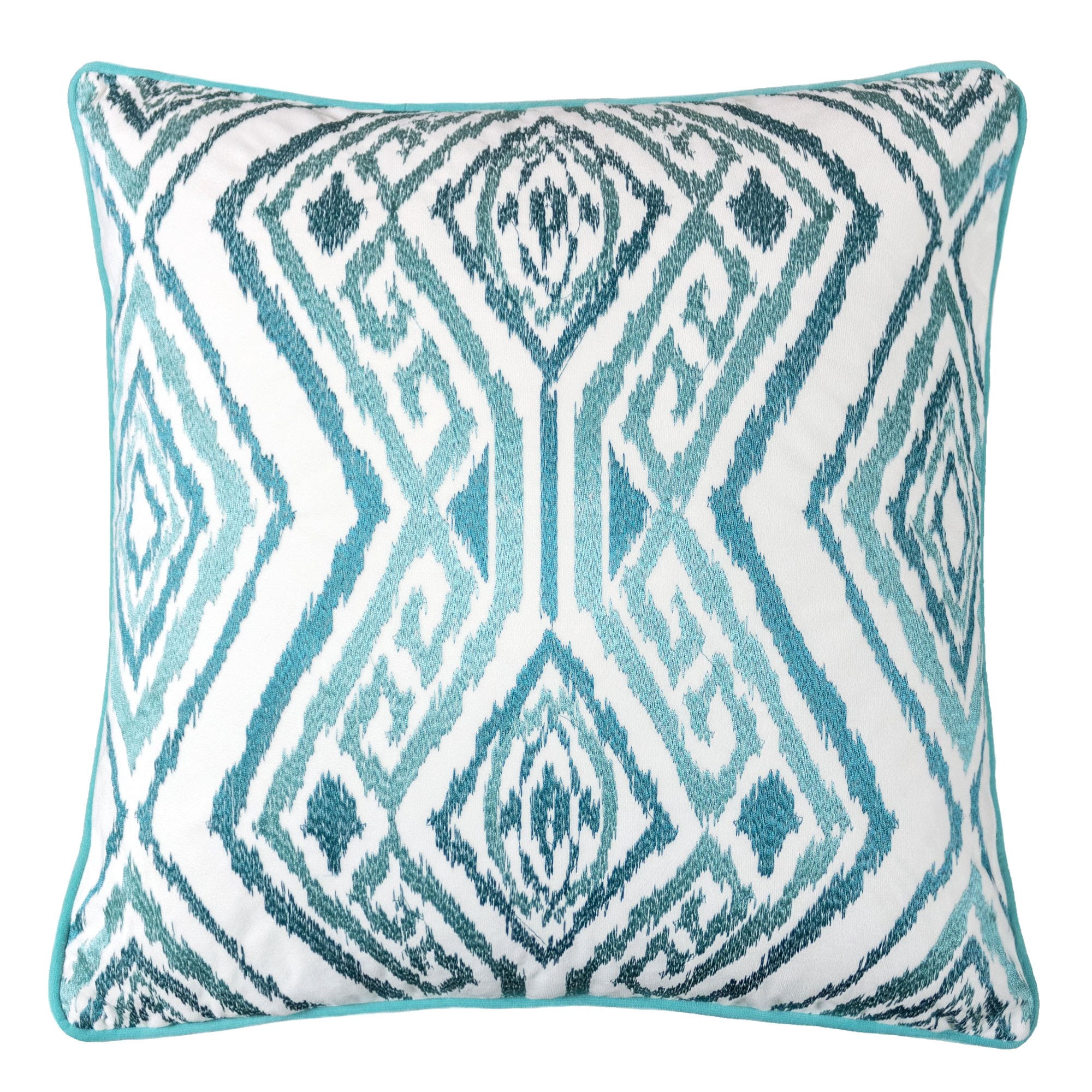 Chelsea Turquoise Abstract Polyester 20 in. x 20 in. Throw Pillow