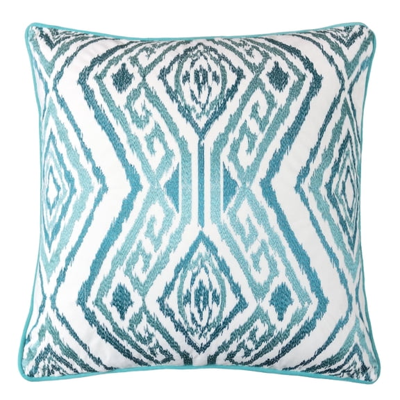 Chelsea Turquoise Abstract Polyester 20 in. x 20 in. Throw Pillow