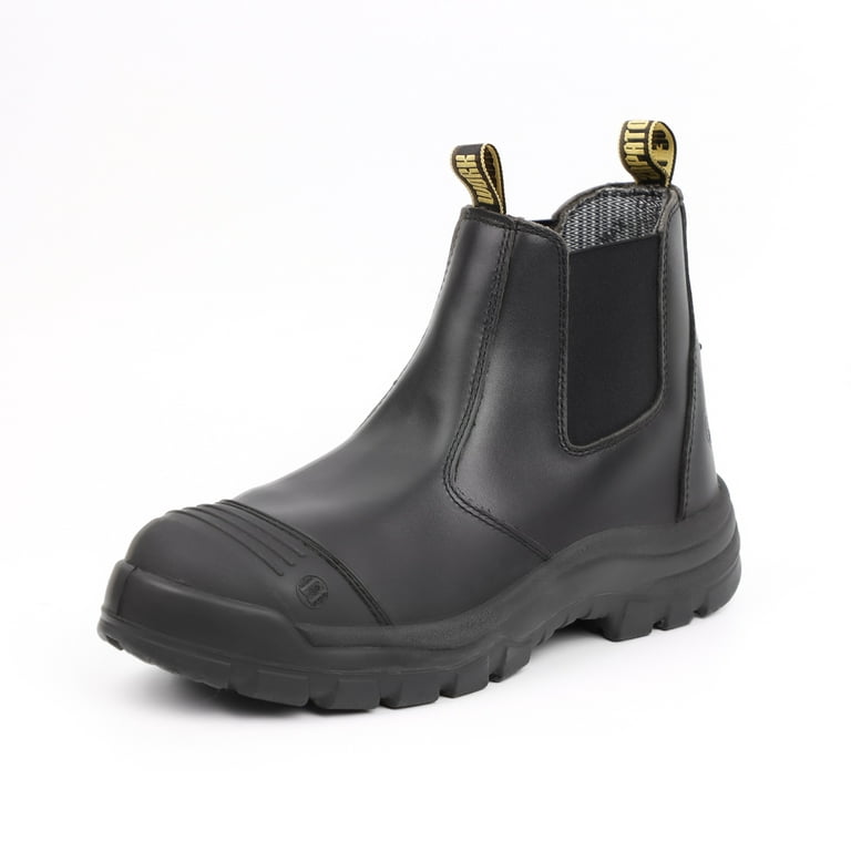 Chelsea Work Boots for Men, HANDMEN Steel Toe Waterproof Slip