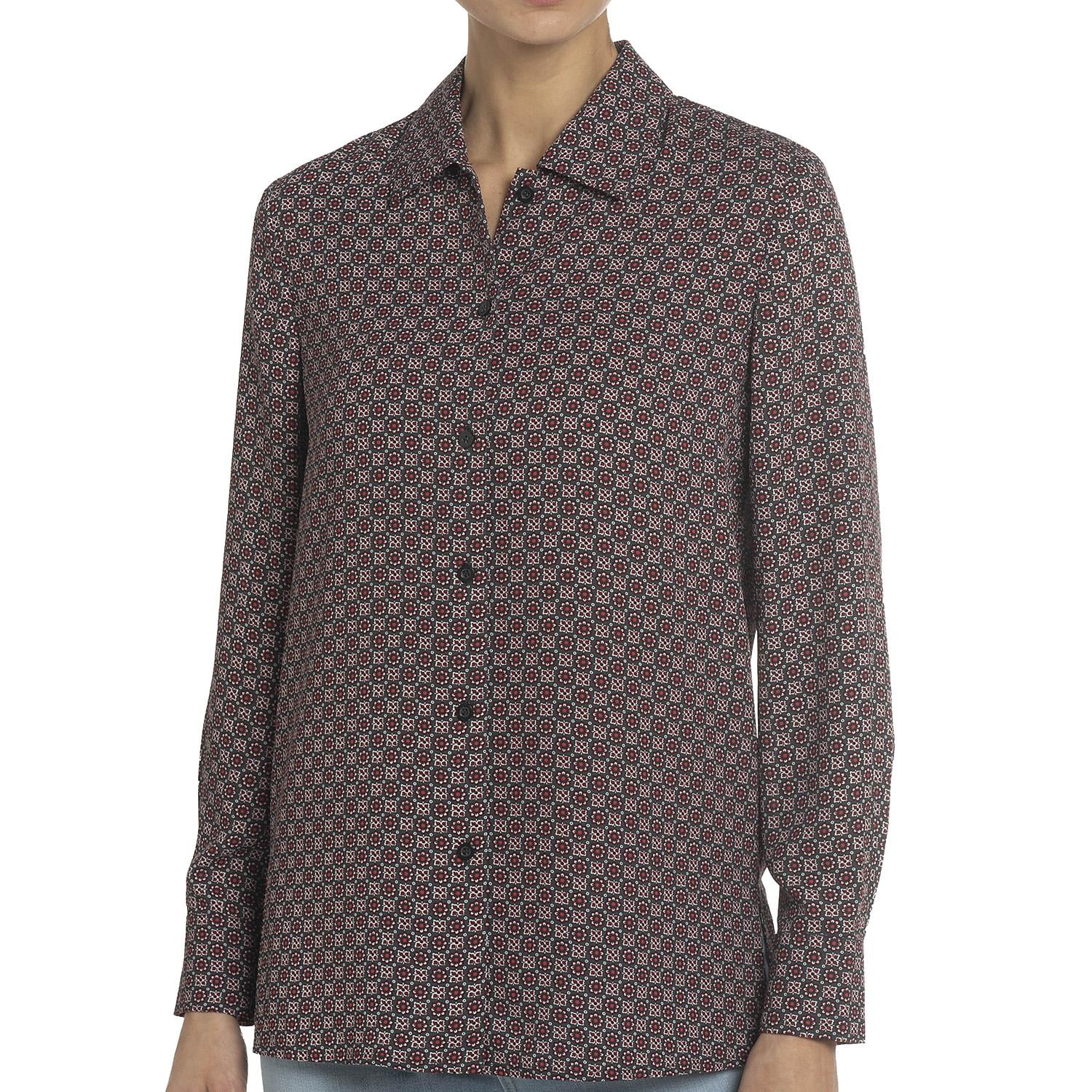 CHELSEA & THEODORE Chelsea and Theodore Long Sleeve Printed Button Up in Red/Gray, X-Large