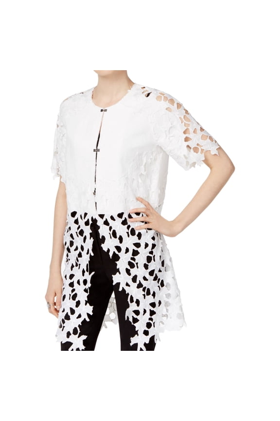 Chelsea and Theodore Womens Sheer Lace Jacket, White, Small