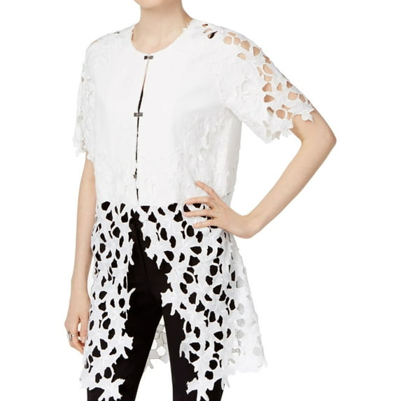 Chelsea and Theodore Womens Sheer Lace Jacket, White, Small