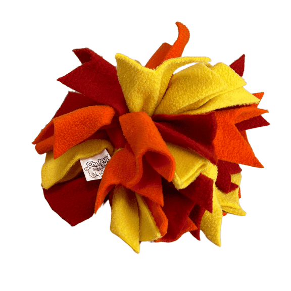 Chelsy's Toys Snuffle Ball for Dogs, Interactive Treat Dispensing Enrichment Toy, Soft Fleece Nosework Puzzle Toy for Mental Stimulation (Orange)