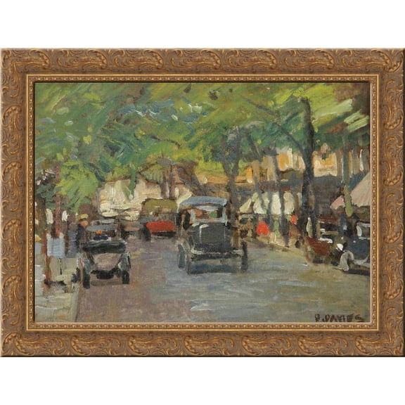 Cheltenham Promenade 24x18 Gold Ornate Wood Framed Canvas Art by David Davies