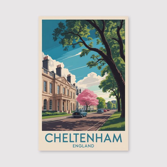 Cheltenham Travel Print Canvas Wall Art, Cheltenham Wall Hanging Home decor Cheltenham Canvas Art, England Art Canvas Cheltenham Art-1WN5320