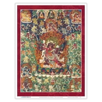 Chemchok Heruka with Consort - Tantric Buddhist Deity - Vintage Tibetan Thangka Buddhist Painting - Tibet, 13th Century - Master Art Print (Unframed) 9in x 12in