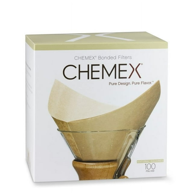 Chemex Bonded PreFolded Coffee Filters, Natural Squares 100 Count