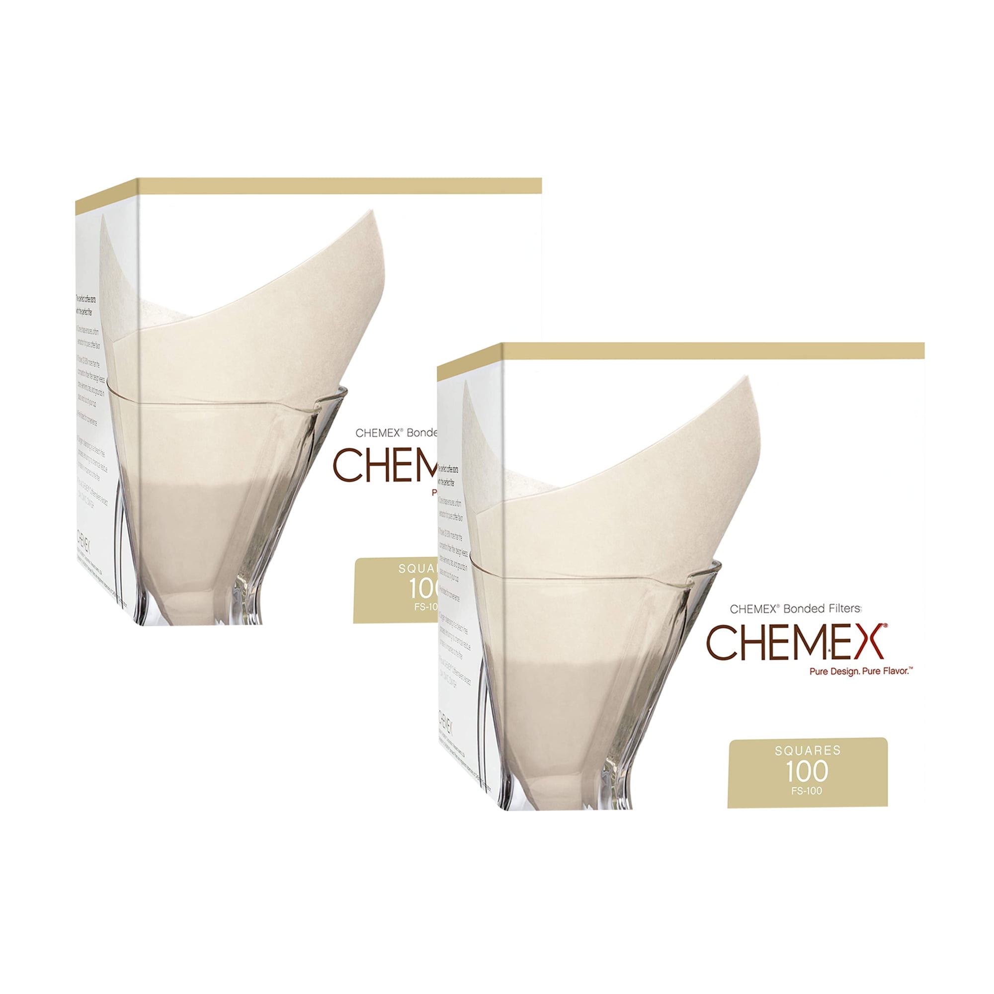 Chemex Coffee Filters, White, Not Bleached, Prefolded Square Paper, 2  Packs