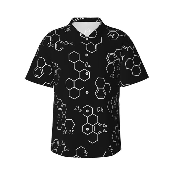 Chemical Bonding Hawaiian Shirts For Men, Summer Short-Sleeve Relaxed-Fit Button-Down Shirts Large