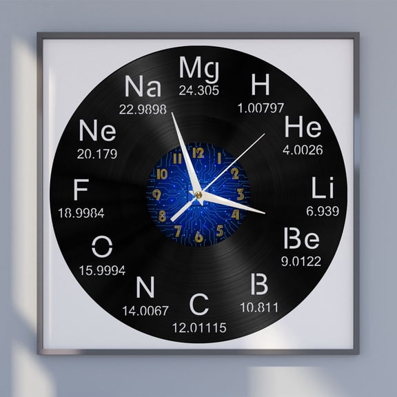 Chemical Element Symbols 2 12 Inch Vinyl Record Wall Clock - Silent, Creative, and Unique Clock for Living Room, Entryway, or Bedroom Decor - Perfect Gift Idea(12 inchs B without LED)