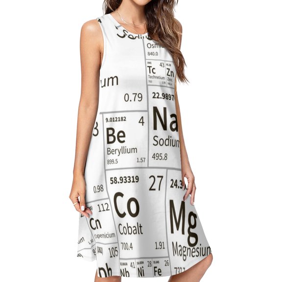 Chemical Elements Spring Summer Dresses for Women Fashion T-shirt Dress Casual Sleeveless Loose Sundress with Pockets
