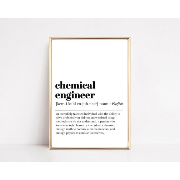 Chemical Engineer Definition Illustration Wall Art Print, Office And Gallery Wall Decor