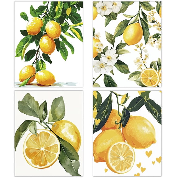 Chemical Fiber Oil Canvas Wall Art Canvas Print Wall Painting Home Decorations Rectangle Lemon 250x200mm 4pcs/set for DIY Cloth