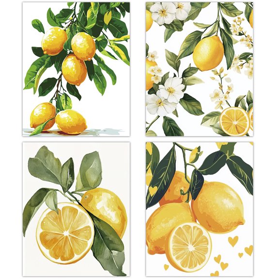 Chemical Fiber Oil Canvas Wall Art Canvas Print Wall Painting Home Decorations Rectangle Lemon 250x200mm 4pcs/set