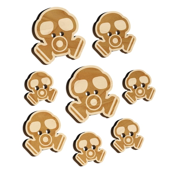 Chemical Gas Mask Ventilator Pandemic Wood Buttons for Crochet Knitting Sewing DIY Craft - 0.75 Inch Small (12pcs)