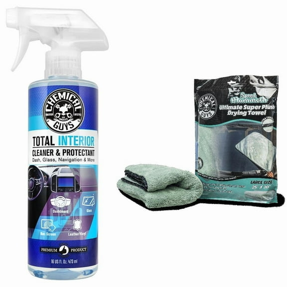 Chemical Guys All-In-One Interior Care Bundle  Total Interior Cleaner + Super Plush Drying Towel