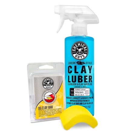 Chemical Guys CLY_113 OG Clay Bar & Lubber Synthetic Lubricant Kit – 16 fl oz, Light/Medium Duty, for Car Lovers, Detailers & Auto Enthusiasts – Essential Car Detailing Kit Accessory, 2 Items, Yellow