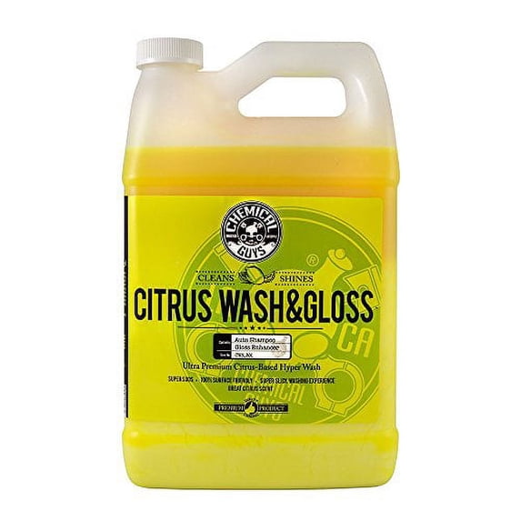 Chemical Guys CWS_301 Citrus Wash & Gloss Foaming Car Wash Soap (Works with Foam Cannons/ Guns or Bucket Washes) Safe for Cars, Trucks, Motorcycles, RVs & More, 128 fl oz (1 Gallon) Citrus Scent