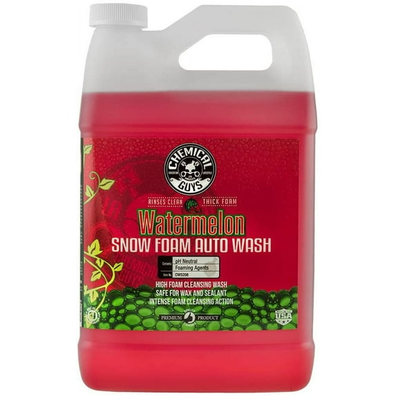 Chemical Guys CWS208 Watermelon Snow Foam Car Wash Soap (Works with Foam Cannons / Guns or Bucket Washes) Safe for Trucks, Motorcycles, RVs & More, 128 fl oz (1 Gallon), Watermelon Scent