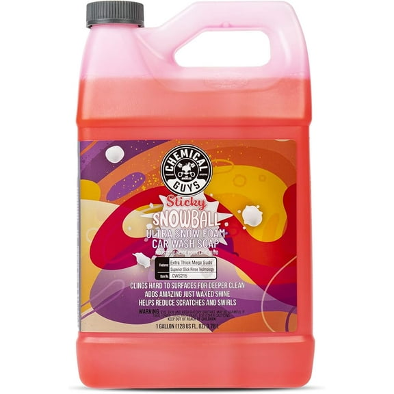 Chemical Guys CWS215 Sticky Snowball Ultra Snow Foam Car Wash Soap (Works with Foam Cannons, Foam Guns or Bucket Washes) for Cars, Trucks, Motorcycles, RVs & More 128 fl oz (1 Gallon) Cherry Scent