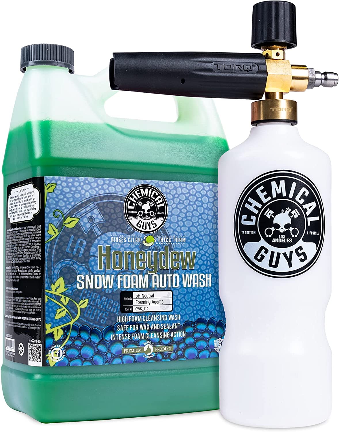 Chemical Guys EQP_312 TORQ Professional Max Foam 8 Cannon & Honey Dew Snow Foam Soap Kit, Safe for Cars, Trucks, SUVs, RVs & More, 128 fl oz (1 Gallon)