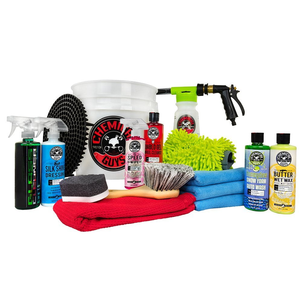 Chemical Guys HOL148 10-Piece Arsenal Builder Car Wash Kit with Foam Gun,  Bucket, (4) Towels, Wash Mitt and (3) 16 oz. Car Cleaning Chemicals (Works