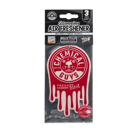 Chemical Guys Hanging Air Freshener 3-Pack Variety, Black Frost, Cherry Blast, Pina Colada