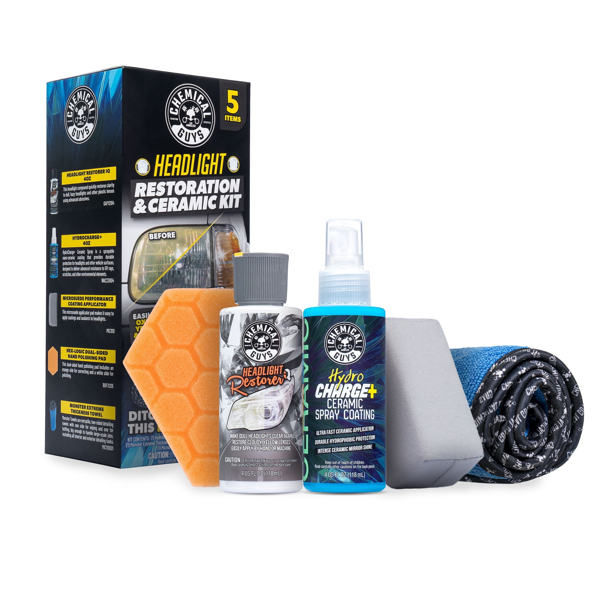 Chemical Guys Headlight Restoration & Ceramic Kit, 5 Items