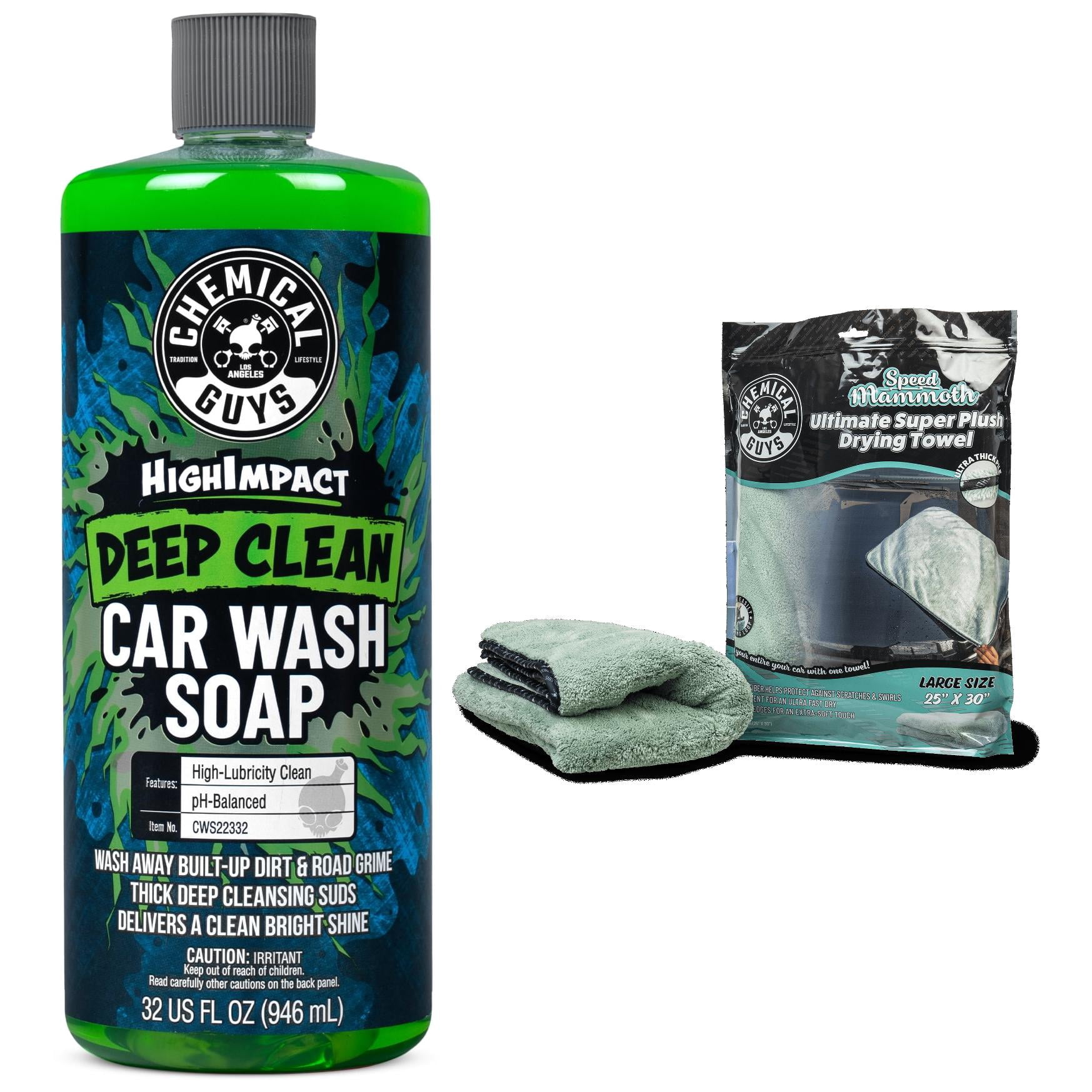 Chemical Guys HighImpact Car Wash Soap and Speed Mammoth Drying Towel 2-Piece Car Care Bundle