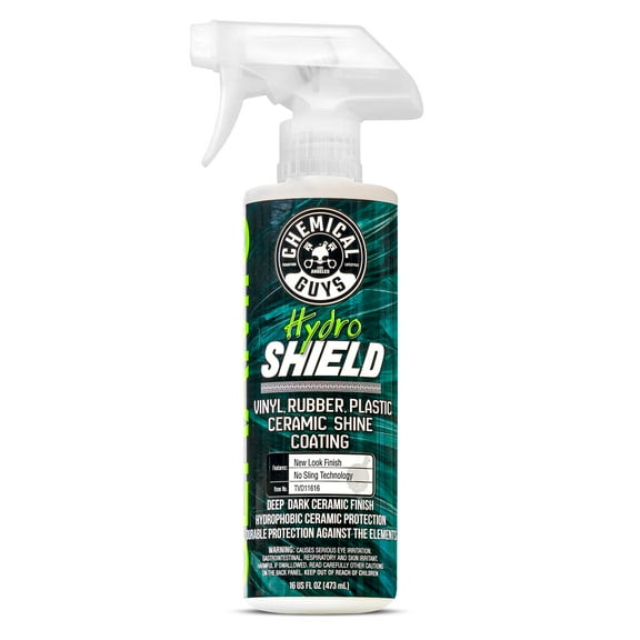 Chemical Guys HydroShield Vinyl Rubber and Plastic Ceramic Shine Coating  Interior & Exterior Dressing for Trim, Tires and Panels  Restores Shine and Protection, Safe for Cars, Trucks, & RVs, 16 oz