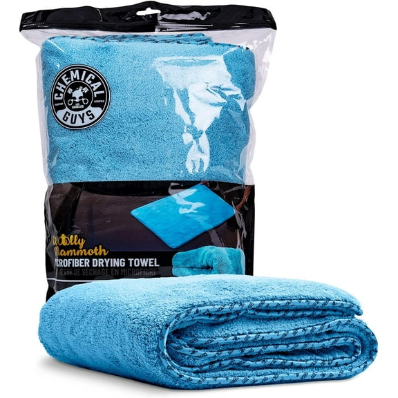 Chemical Guys MIC1996 Woolly Mammoth Microfiber Dryer Towel (36" x 25") Cars,Trucks, SUVs, RVs, Home, Pets, Messes, Blue