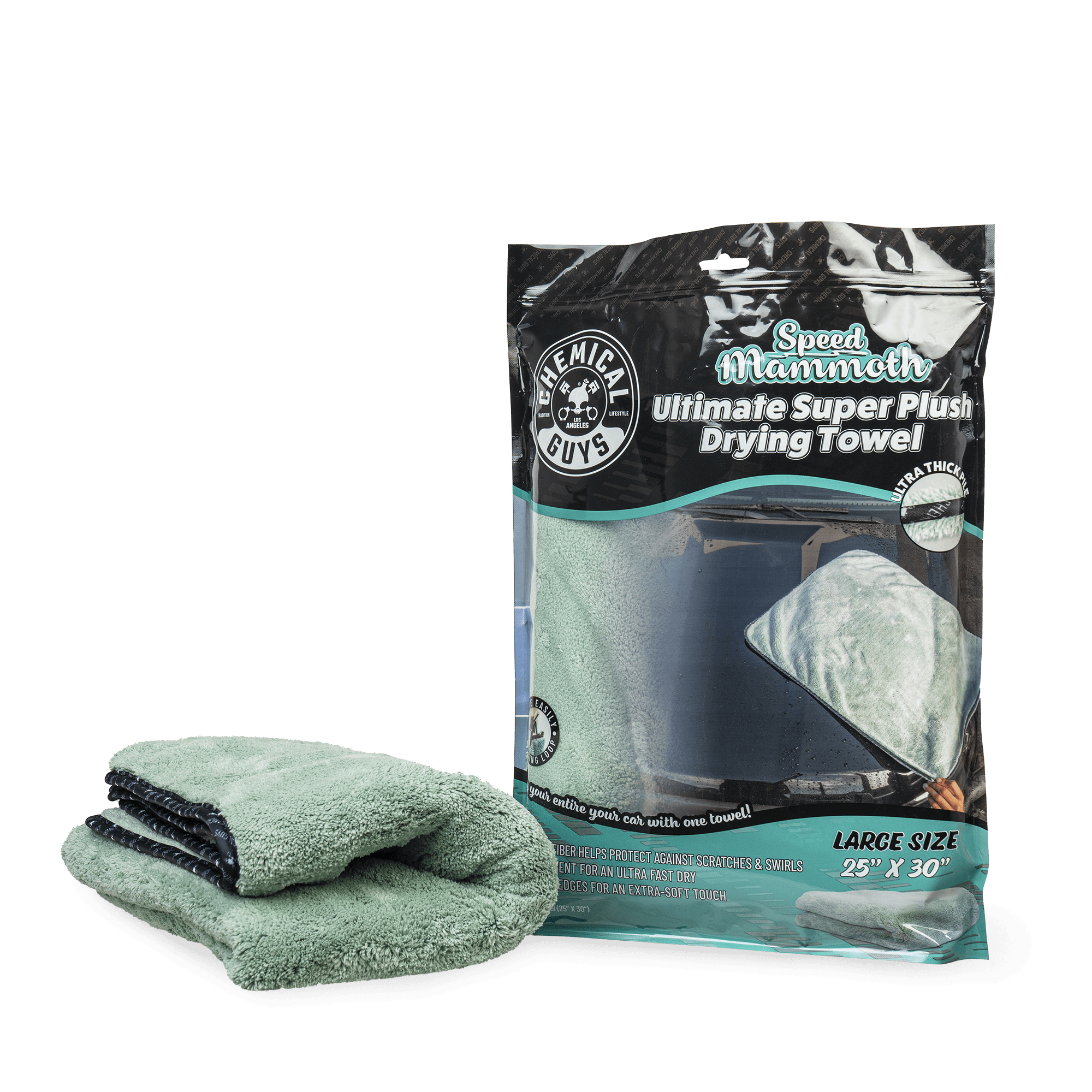 Chemical Guys MIC529 Ultimate Super Plush Drying Towel, Olive Green, 1  Piece, (25x30)