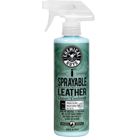 Chemical Guys Sprayable Leather Cleaner and Conditioner in One - Cleans, Conditions, and Protects Leather, Vinyl, Faux & More, Safe for Cars, Furniture & Apparel - 16 oz