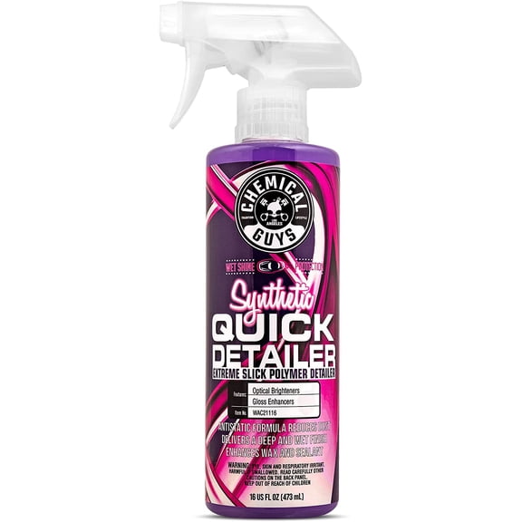 Chemical Guys Synthetic Quick Detailer High Gloss Quick Detailer Spray, Safe for Cars, Trucks, SUVs, Motorcycles and RVs, Remove Dust, Fingerprints & Smudges, Enhances Shine & Protection, 16 fl oz