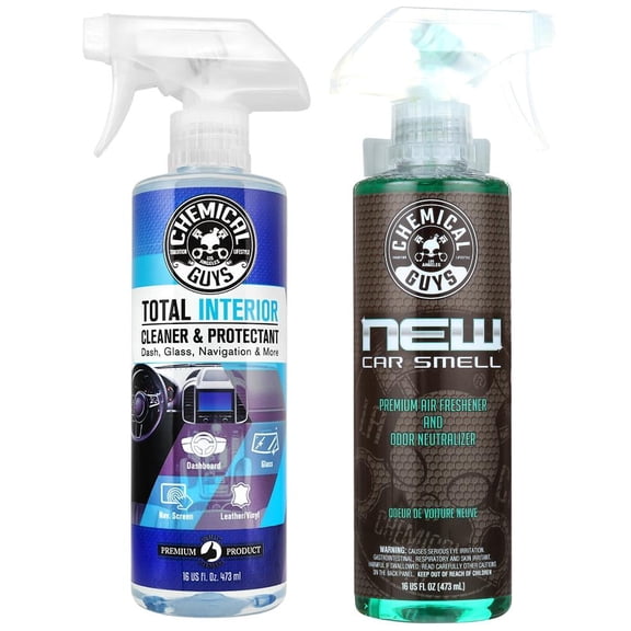 Chemical Guys Total Interior Refresh Bundle Cleaner + New Car Scent Air Freshener, 16 oz
