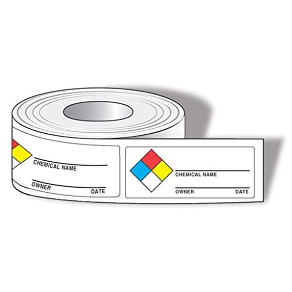 Chemical Identifier Label, 500 Labels, Yellow, Diamond Shape, Safety Sign, NFPA Sign$$Safety & Emergency