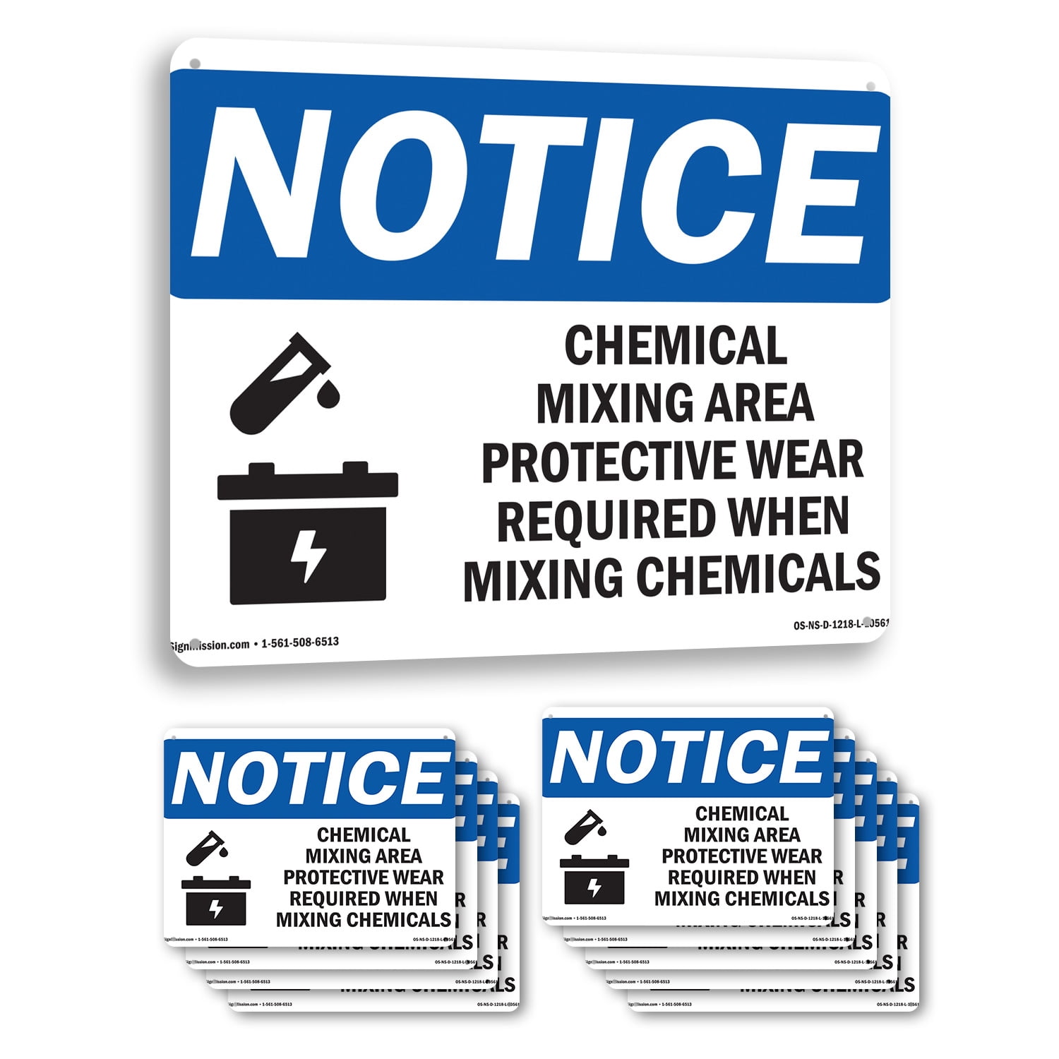 Mix Rigid Plastic Chemical Mixing Area Protective OSHA Notice Rigid Plastic Sign 10 Inch ...