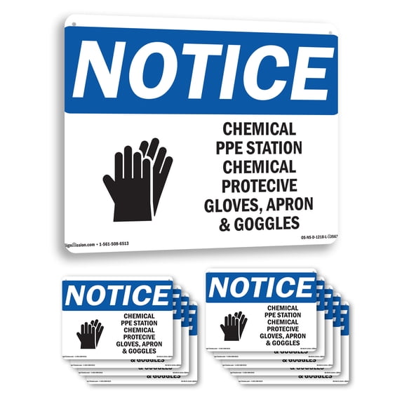 Chemical PPE Station Chemical OSHA Notice Rigid Plastic Sign 14 Inch x ...