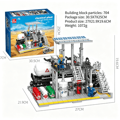 Chemical Plant Building Block Set, 704PCS Industrial Refinery Factory Model with Mini Workers, 8+ Ages Engineering Construction Toys, STEM Gifts for Boys Kids Adults