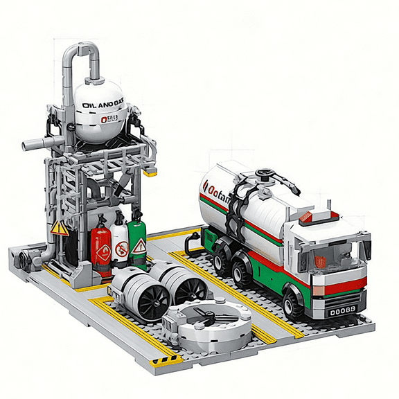 General Jim's Toys & Bricks Chemical Plant Loading Station, City Building Blocks, 721 Pieces