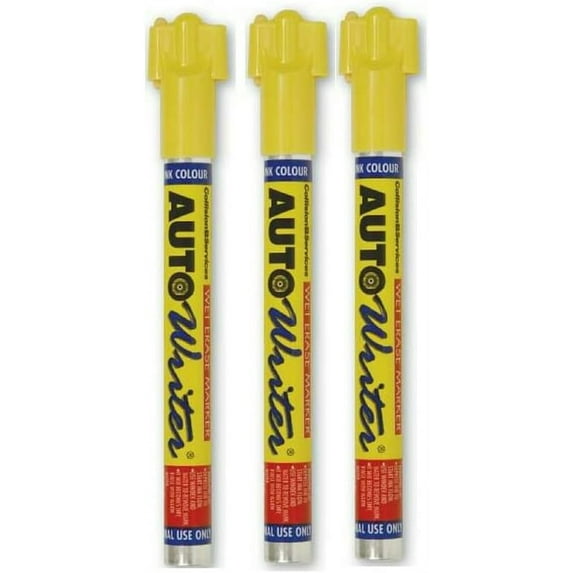 Chemical & Plastics AUTOWRITER Auto Writer PENS YELLOW (USC-37003) - 3 Pens 3 Count (Pack of 1)