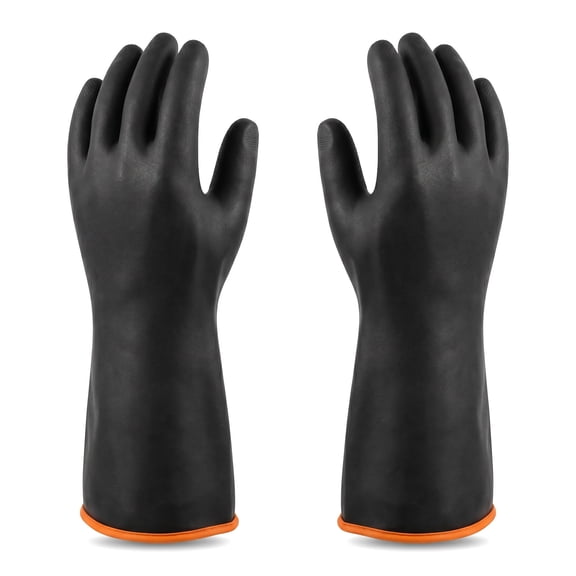 HUO Songmiao Chemical Resistant Latex Gloves, Industrial Heavy Duty Work Rubber, Black