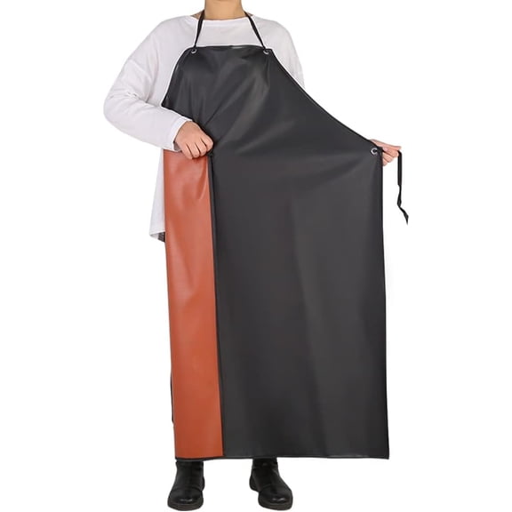 Chemical Resistant PVC Apron - Black Plus Size Unisex Waterproof Vinyl Aprons for Dish washing,Dog Grooming,Gardening,Fish CleaningPack of 1
