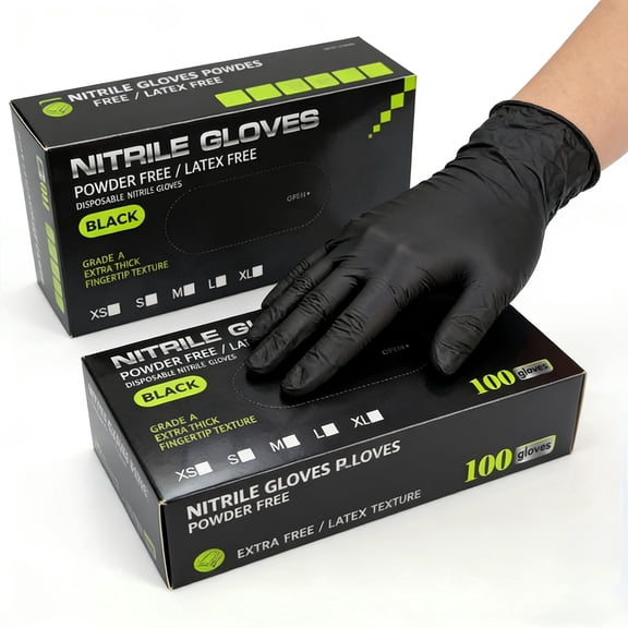 Medium SizeChemical Resistant Tear Resistant Latex-Free Nitrile Disposable Gloves 100 Count