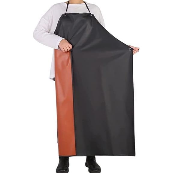 Chemical Resistant Work Cloth - Adjustable Bib Butcher Apron Waterproof Rubber Vinyl Apron Blacks