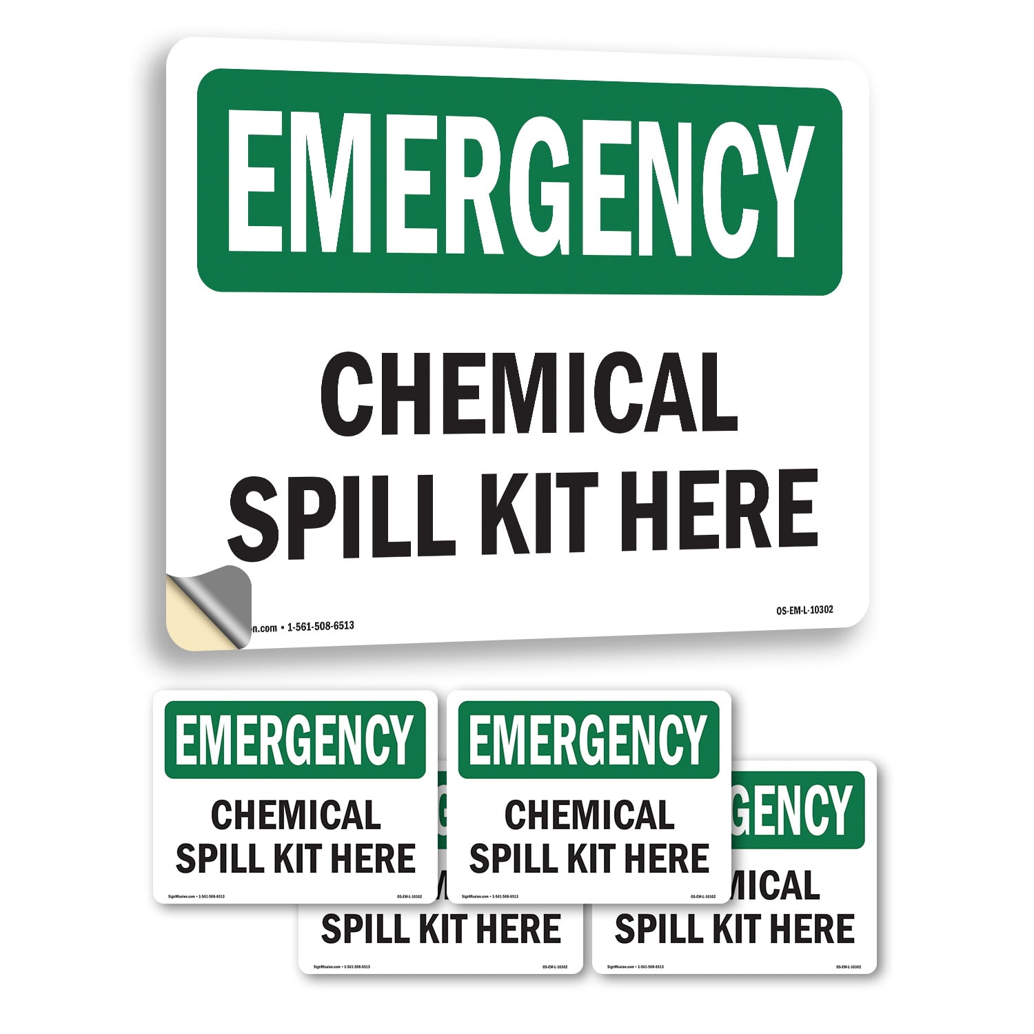 Chemical Spill Kit Here OSHA Emergency Vinyl Decal Label 24 Inch x 18 ...