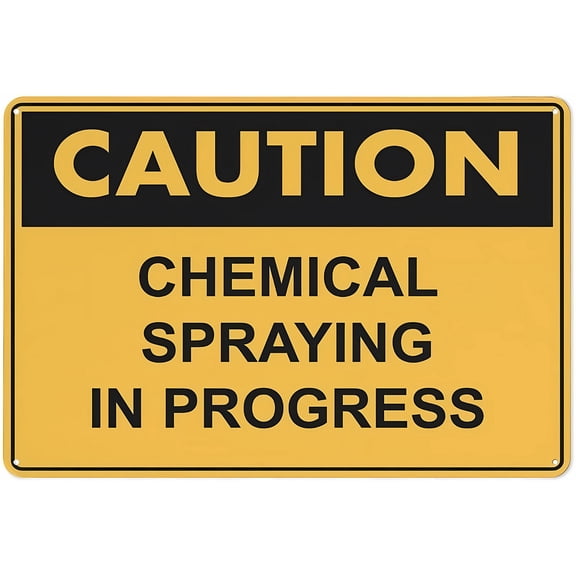 Chemical Spraying in Progress Warning Sticker - 12 x 8 Inches Security Sign, Outdoor Indoor Use for Garden, Yard, Agricultural Areas