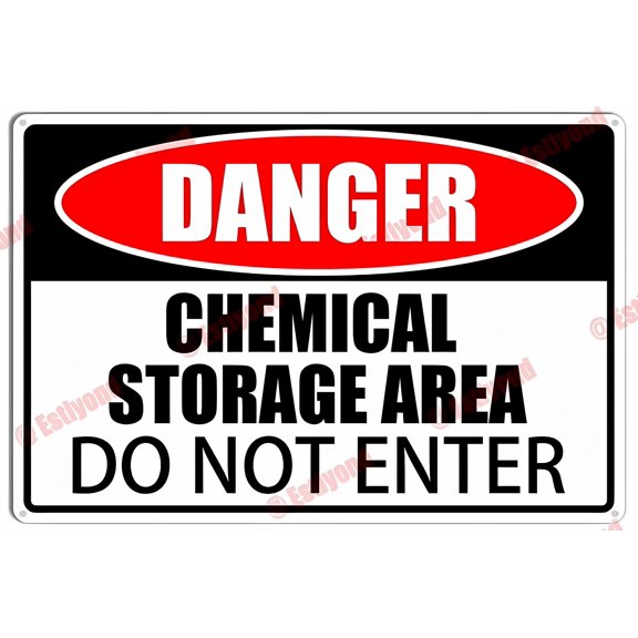 Chemical Storage Area Do Not Enter Sign - 8"x12" Aluminum Metal Caution Warning Notice Sign